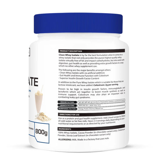 Clean Whey Isolate, (with colostrum), Unflavored (800g)