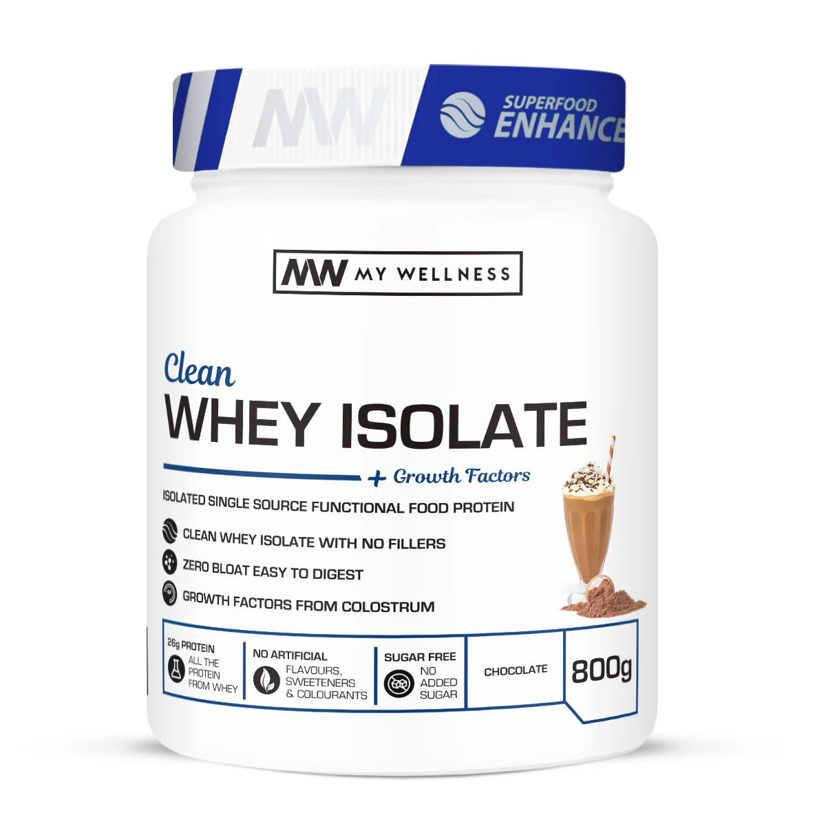 Clean Whey Isolate, (with colostrum), Chocolate (800g)
