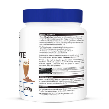 Clean Whey Isolate, (with colostrum), Chocolate (800g)